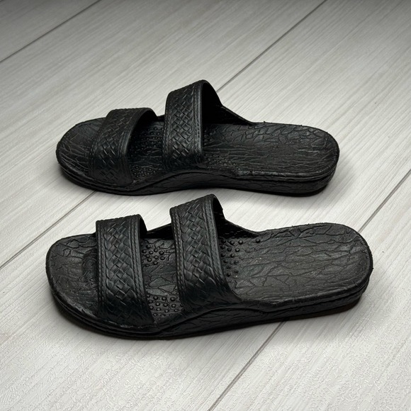 Mens Slides Sandals Double Strap Slip On Black Comfort Casual Summer Pool Shoe 6 - Picture 1 of 9
